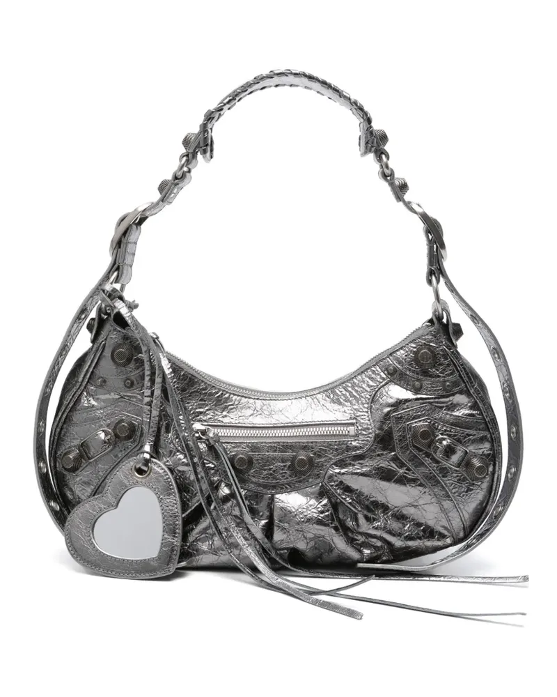 Balenciaga Kleine metallische Le Cagole Schultertasche - Silber Silber