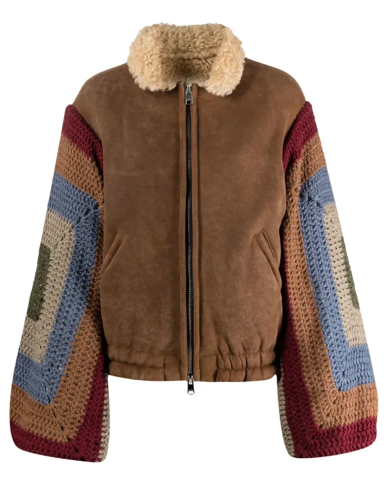 Tu Lizé Bomberjacke mit Kontrasteinsätzen - Braun Braun
