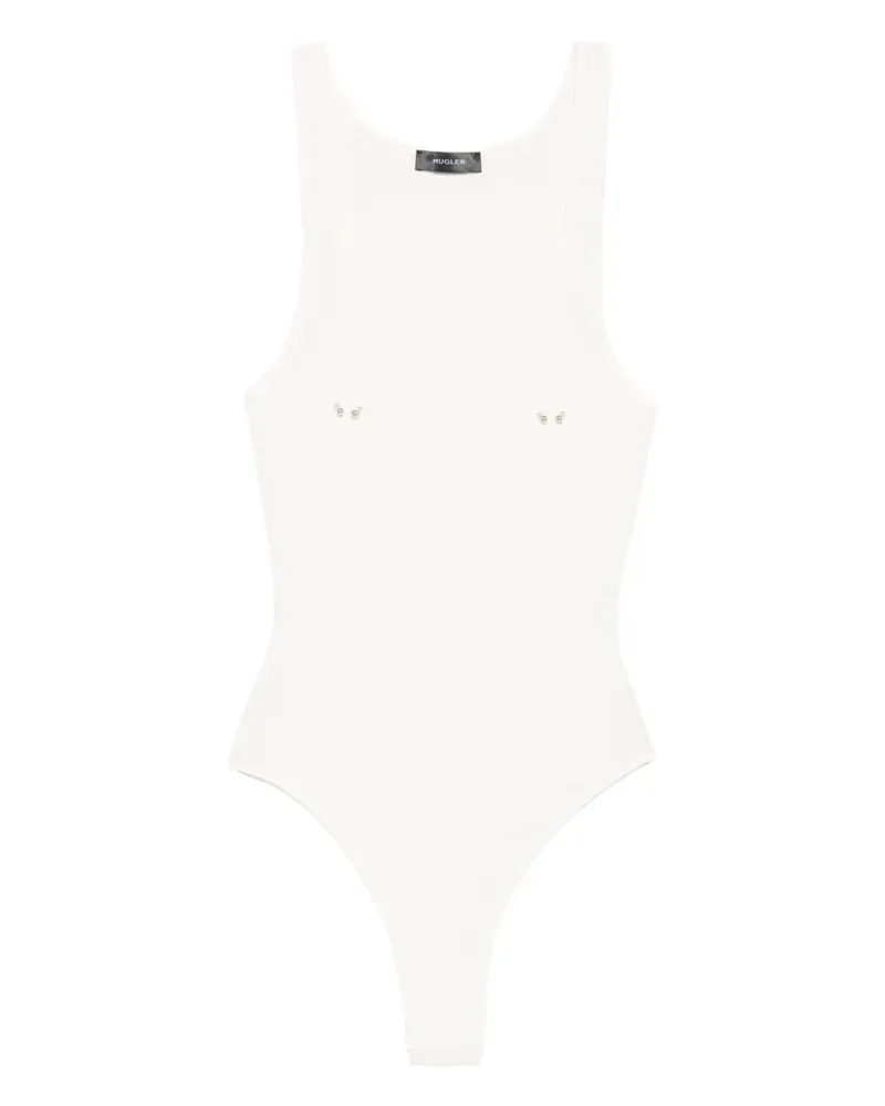 Thierry Mugler Verzierter Body mit U-Ausschnitt - Weiß Weiß
