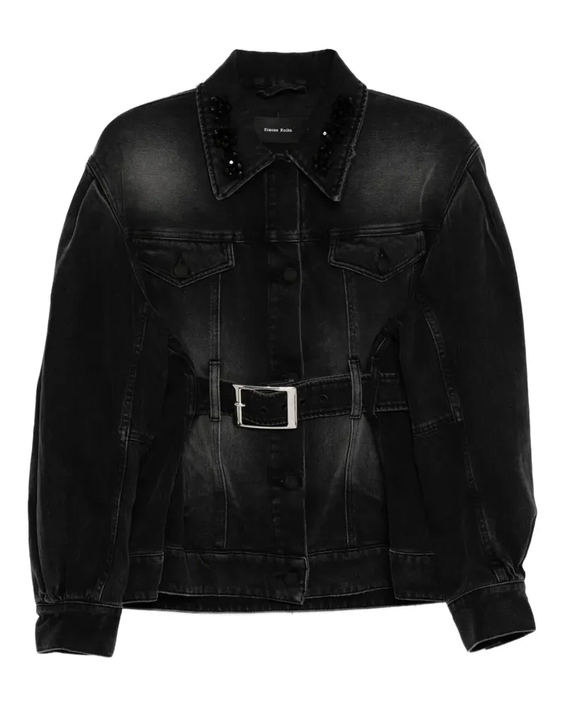 Simone Rocha Verzierte Jeansjacke - Schwarz Schwarz