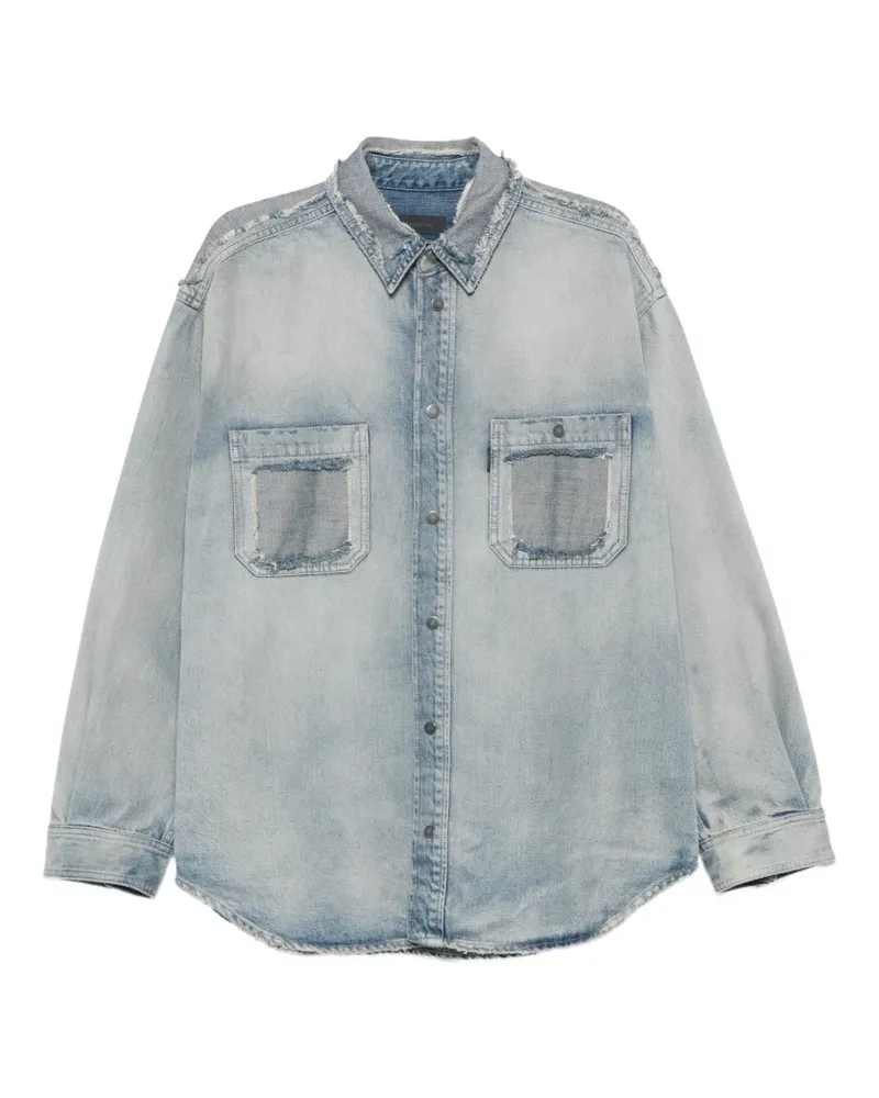 Haikure Nelson distressed patchwork denim shirt - Blau Blau