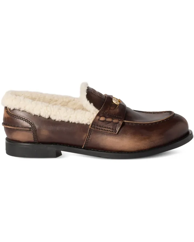 Miu Miu shearling-lined penny loafers - Braun Braun