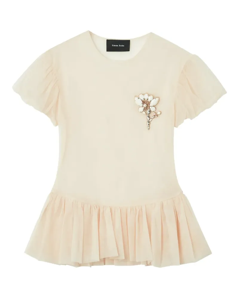 Simone Rocha Bluse mit Kristallen - Nude Nude