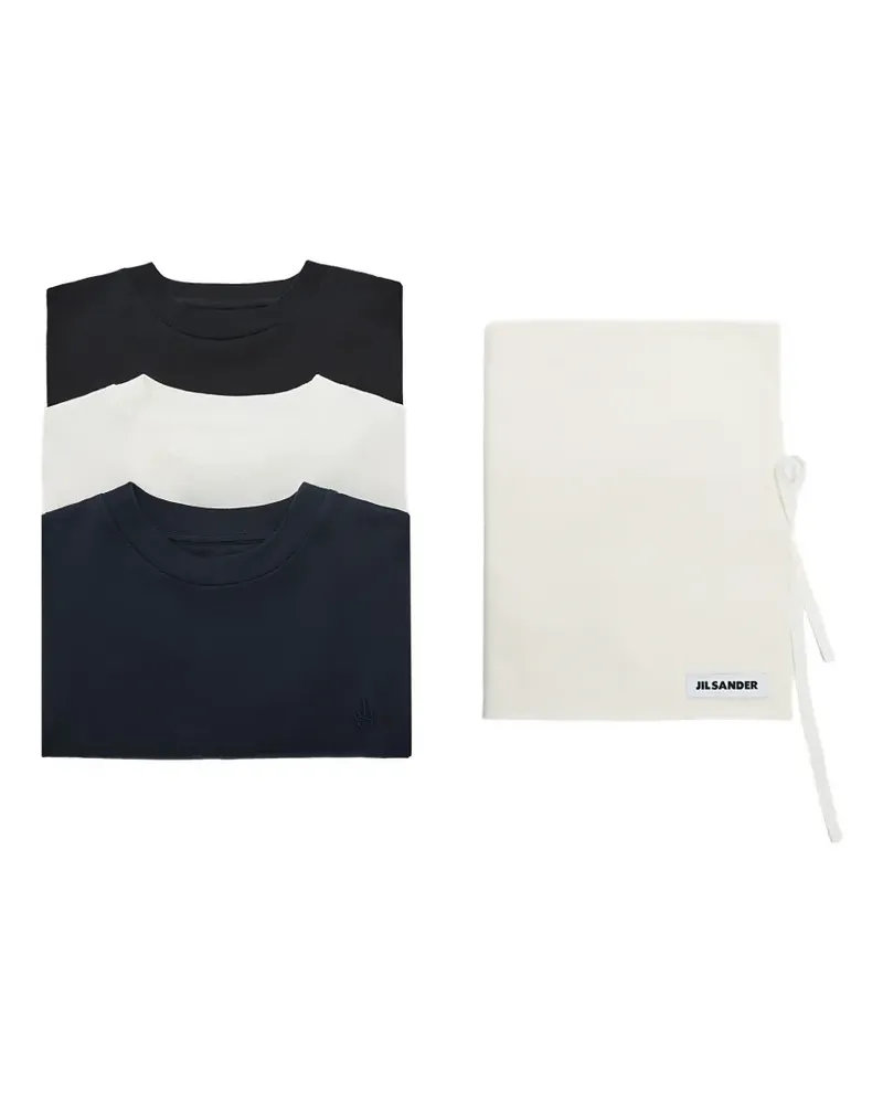 Jil Sander T-Shirts mit Logo-Stickerei (3er-Set) - Schwarz Schwarz