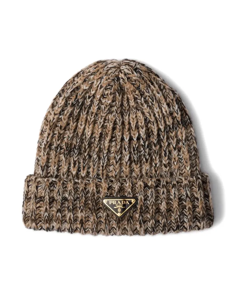 Prada Melierte Beanie - Braun Braun