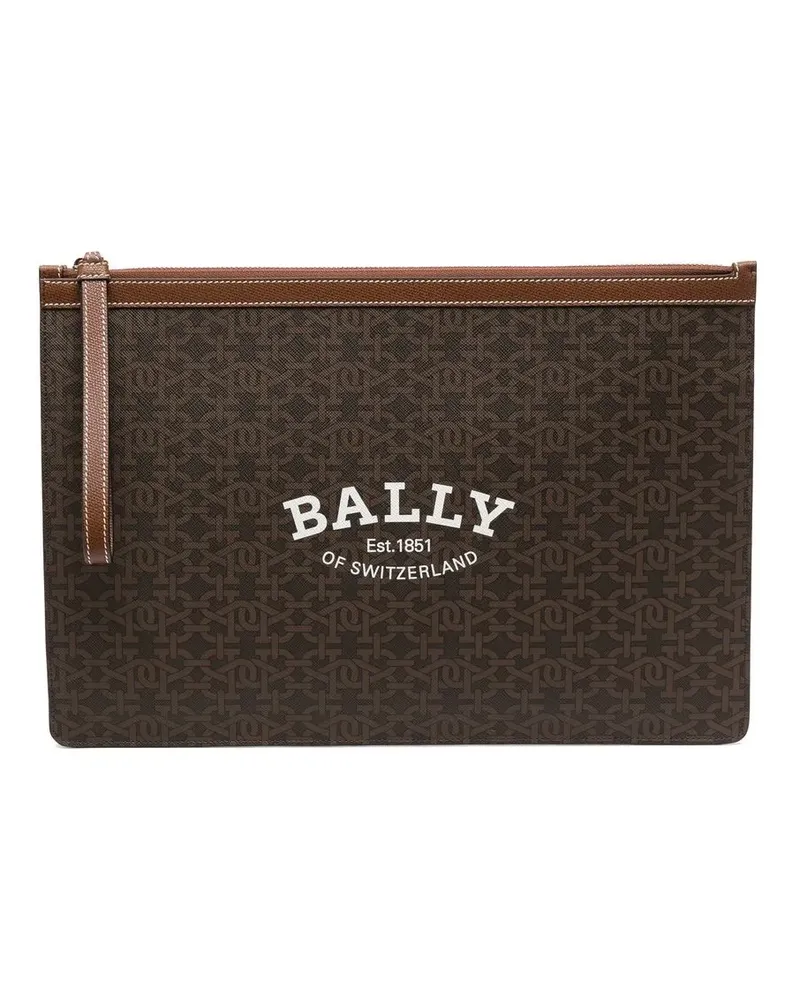 Bally Bollis Clutch mit Logo-Print - Braun Braun