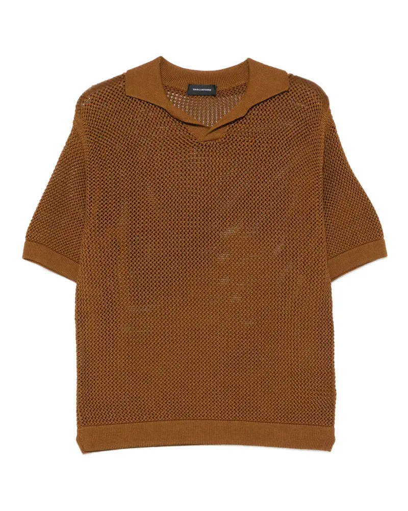 Tagliatore T-Shirt mit Strickmuster - Braun Braun