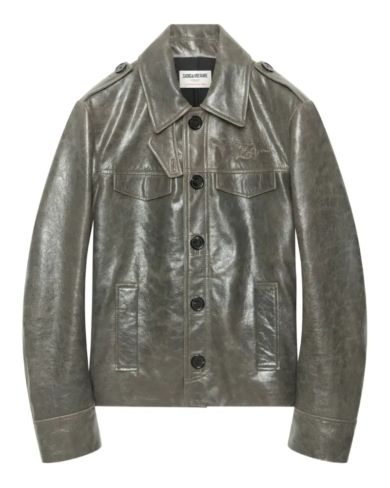 Zadig & Voltaire Klassische Lederjacke - Grau Grau