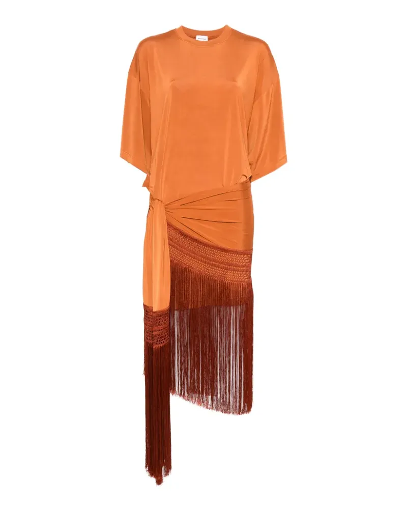 ANDAMANE fringe-trimmed wrap dress - Orange Orange