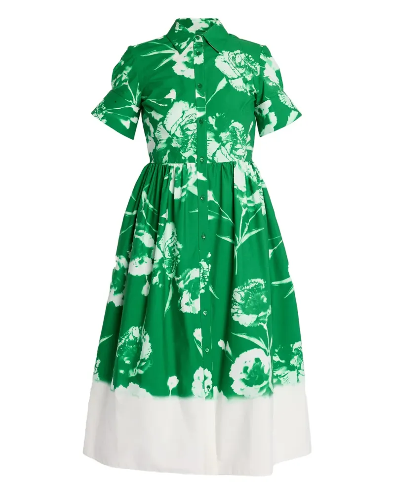 Erdem Hemdkleid mit Blumen-Print - Grün Grün