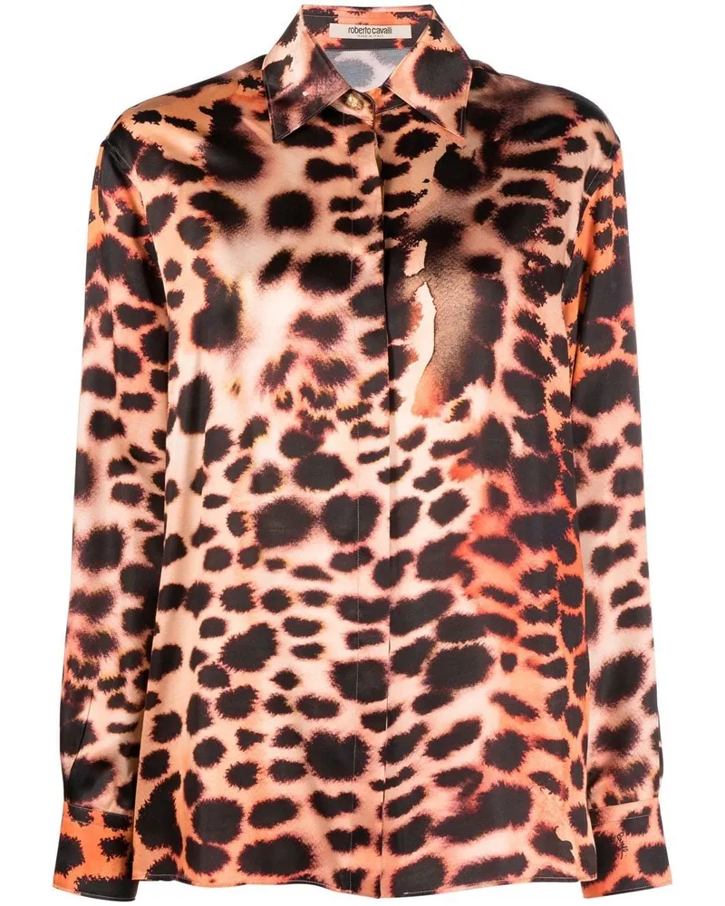 Roberto Cavalli Seidenbluse mit Leoparden-Print - Nude Nude