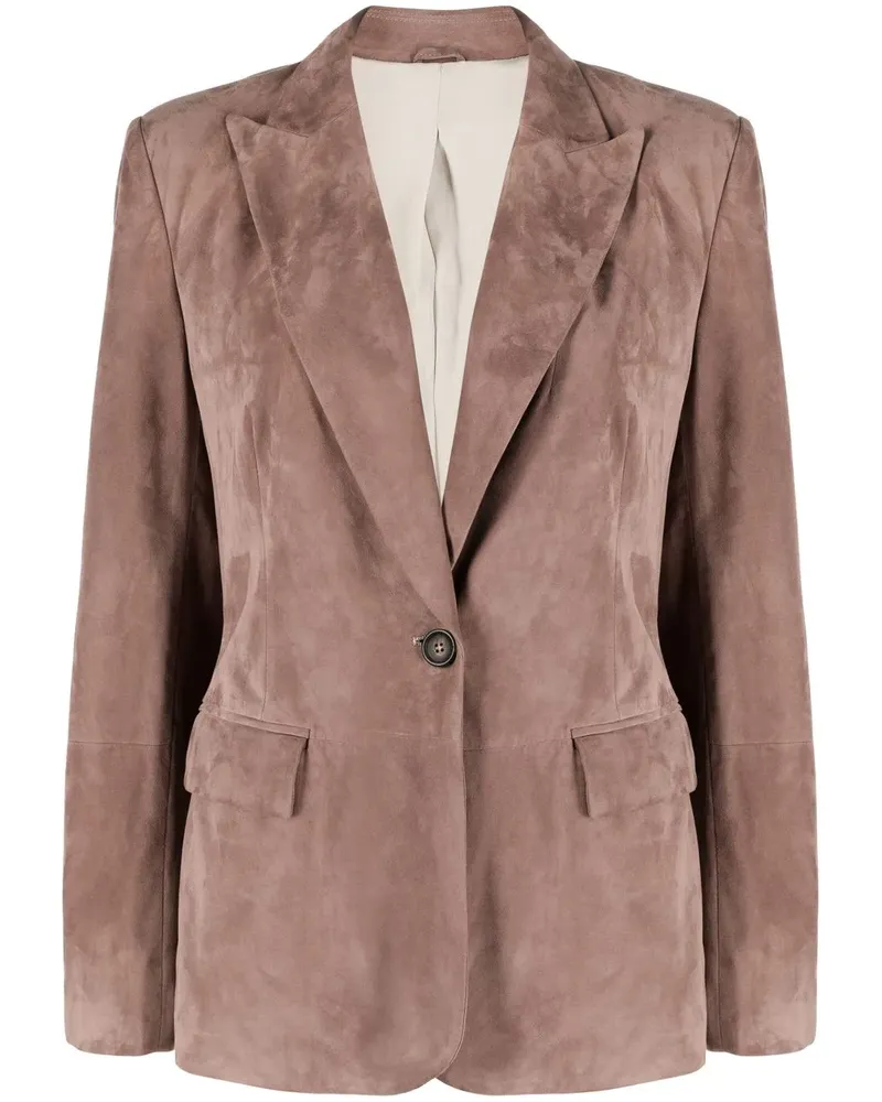 Brunello Cucinelli Einreihiger Lederblazer - Rosa Rosa