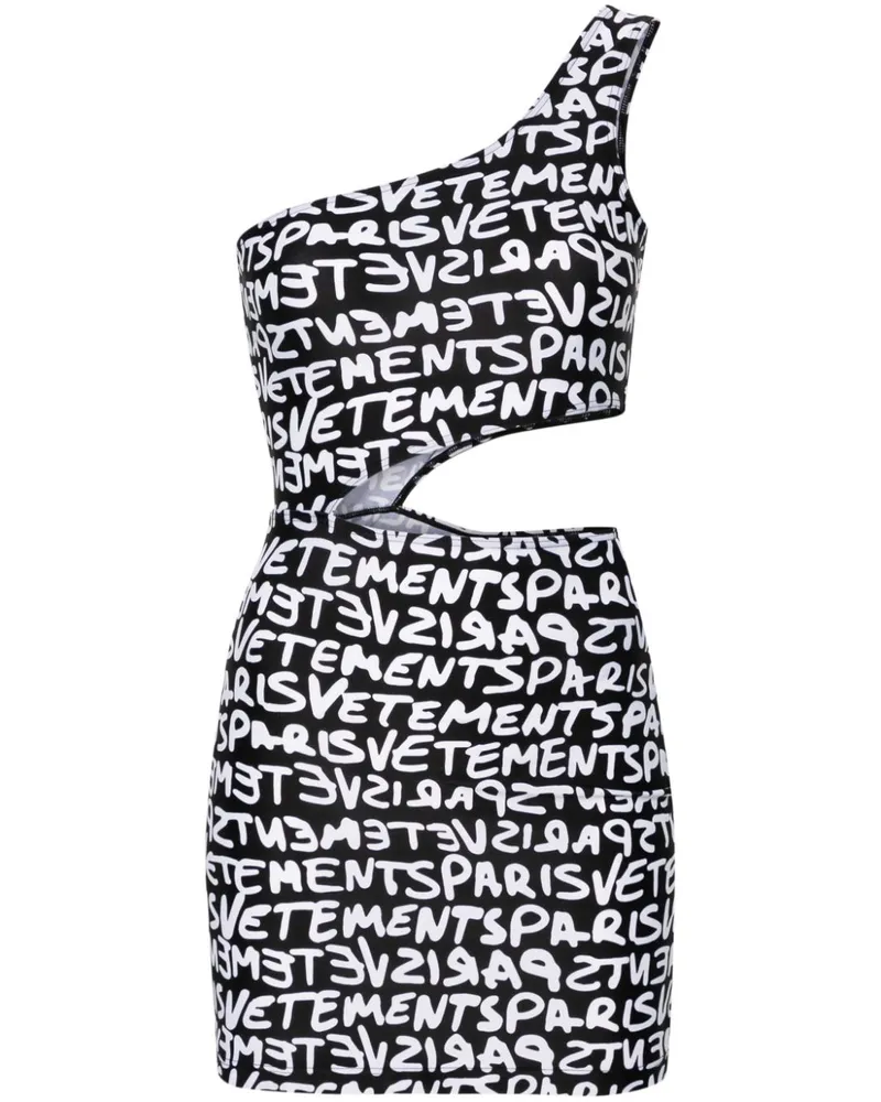 VETEMENTS Asymmetrisches Kleid mit Logo - Schwarz Schwarz