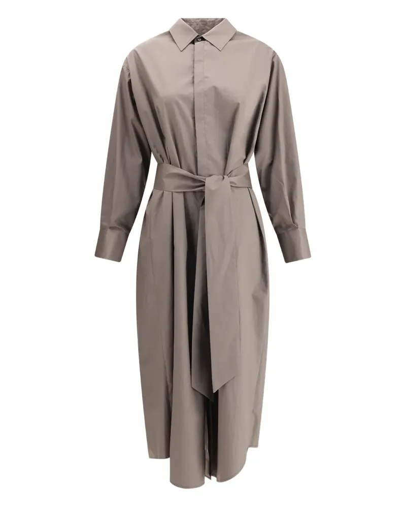 Sa Su Phi Gerafftes Midikleid mit Gürtel - Grau Grau