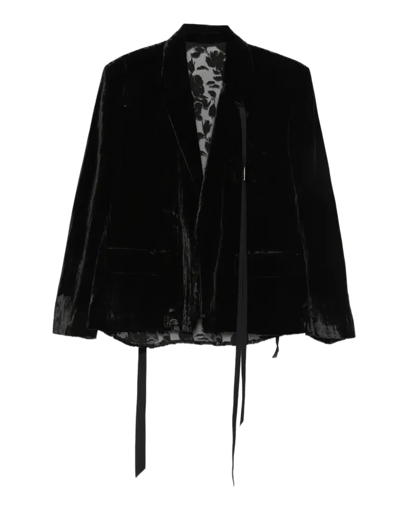 Ann Demeulemeester Samtjacke mit Blumenmuster - Schwarz Schwarz