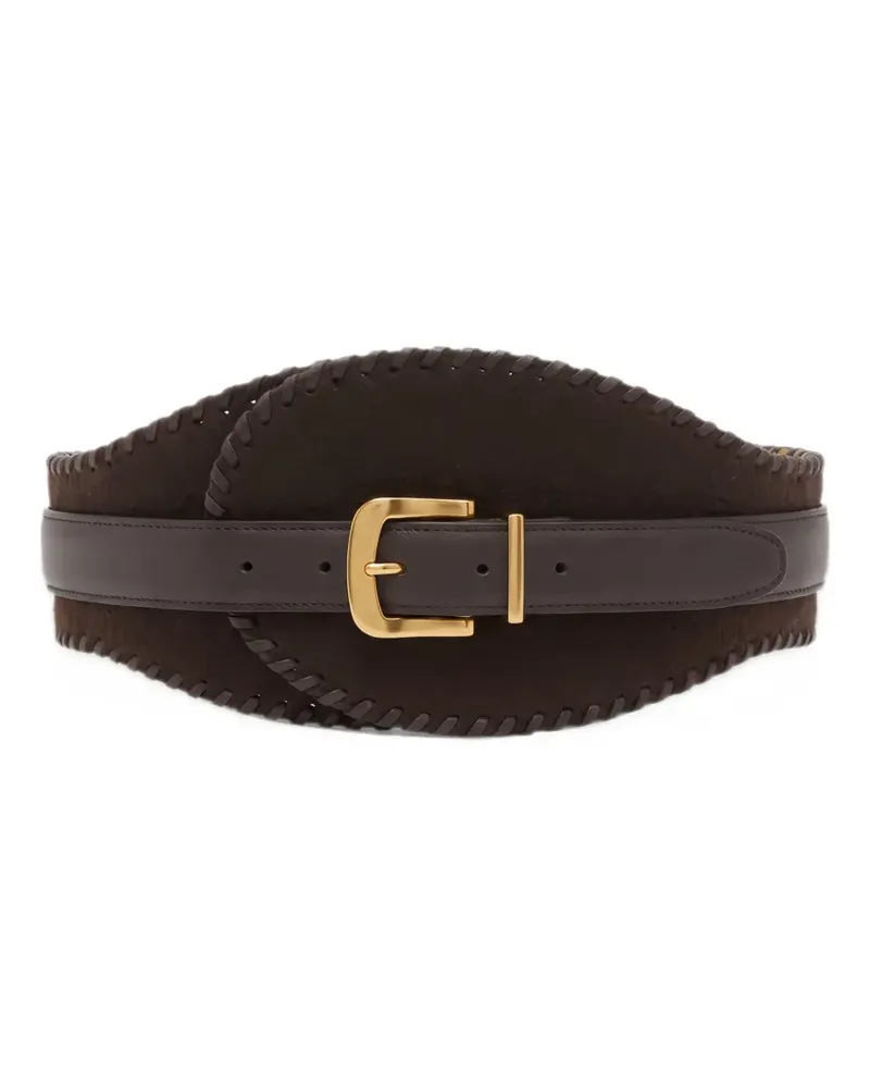 AGNONA whipstitch-trim cashmere belt - Braun Braun