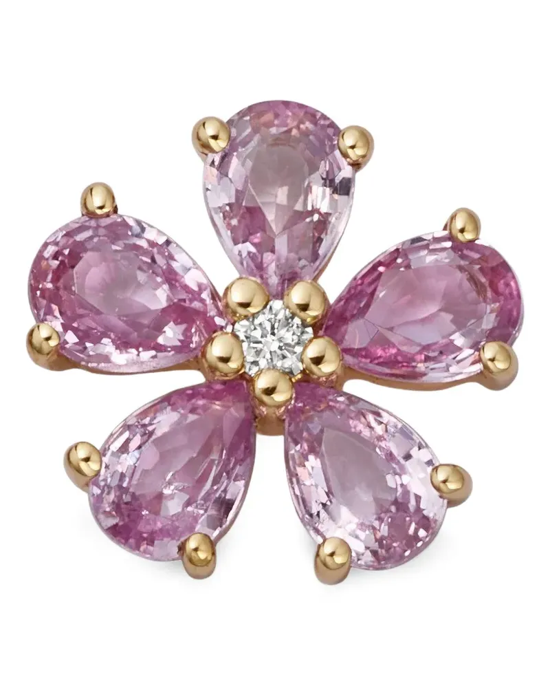 Loquet pink sapphire and diamond blossom charm - Gold Gold