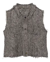 JNBY Kragenlose Cropped-Weste aus Jacquard Silber