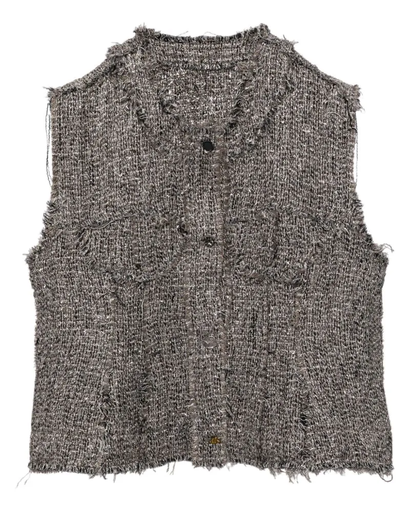 JNBY Kragenlose Cropped-Weste aus Jacquard - Silber Silber