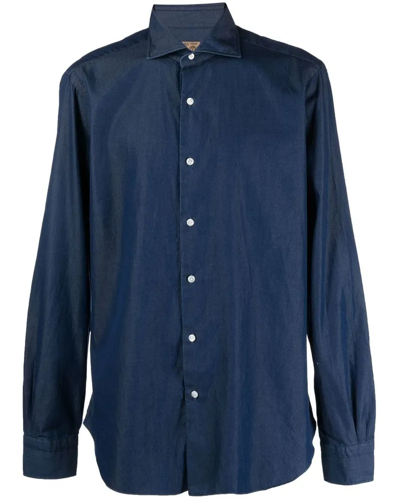 BARBA Langärmeliges Hemd - Blau Blau