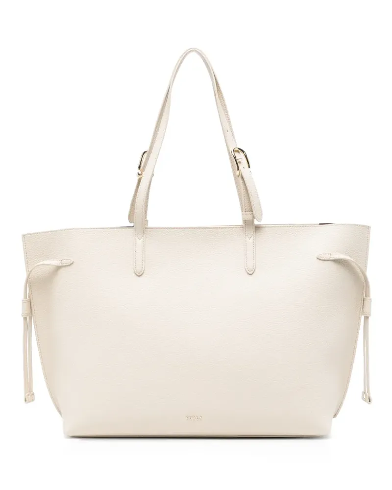 Furla buckle-detail grained leather tote bag - Nude Nude