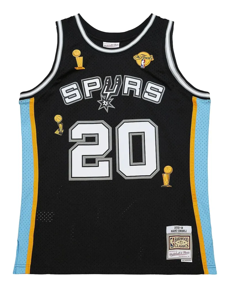 Mitchell & Ness x San Antonio Spurs 2002 Number Retirement Manu Ginobili Tanktop - Schwarz Schwarz