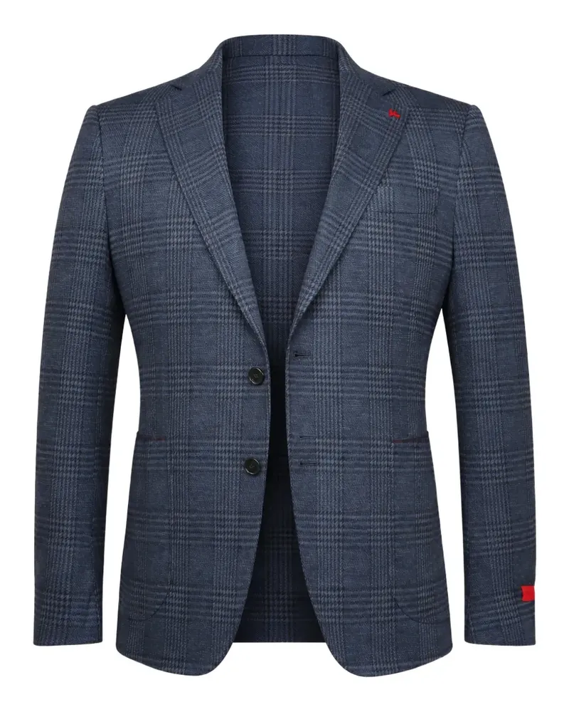 Isaia Kariertes Sakko mit Hahnentrittmuster - Blau Blau