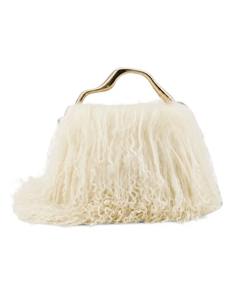 Cult Gaia Backgammon Clutch aus Faux Fur - Nude Nude
