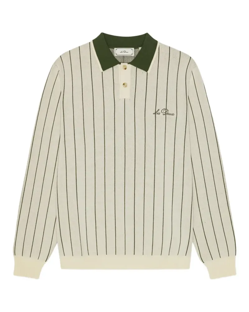 LES DEUX pinstripe-pattern polo sweater - Nude Nude