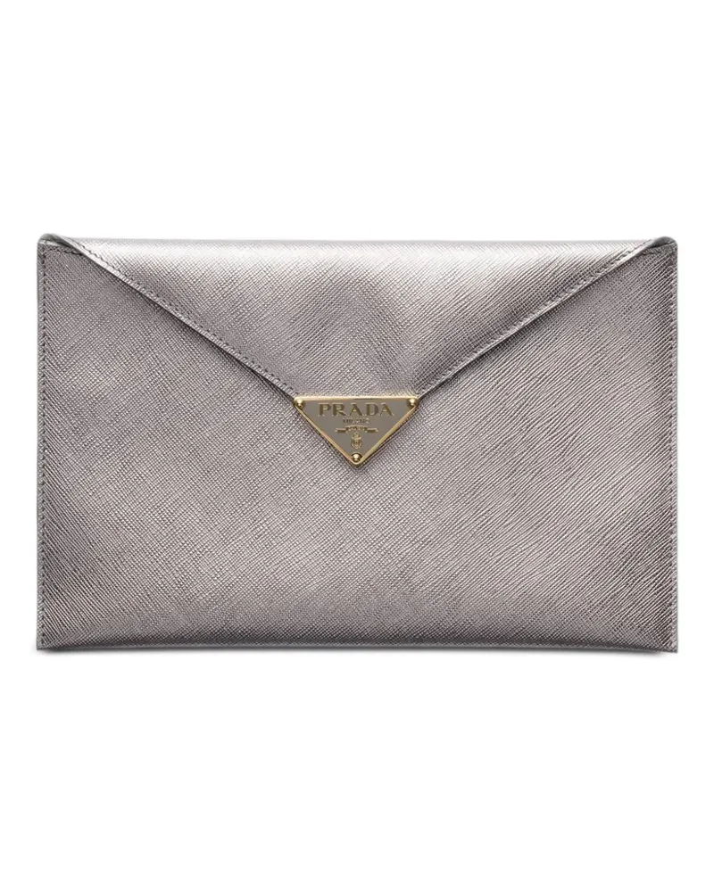Prada Saffiano leather envelope clutch bag - Silber Silber