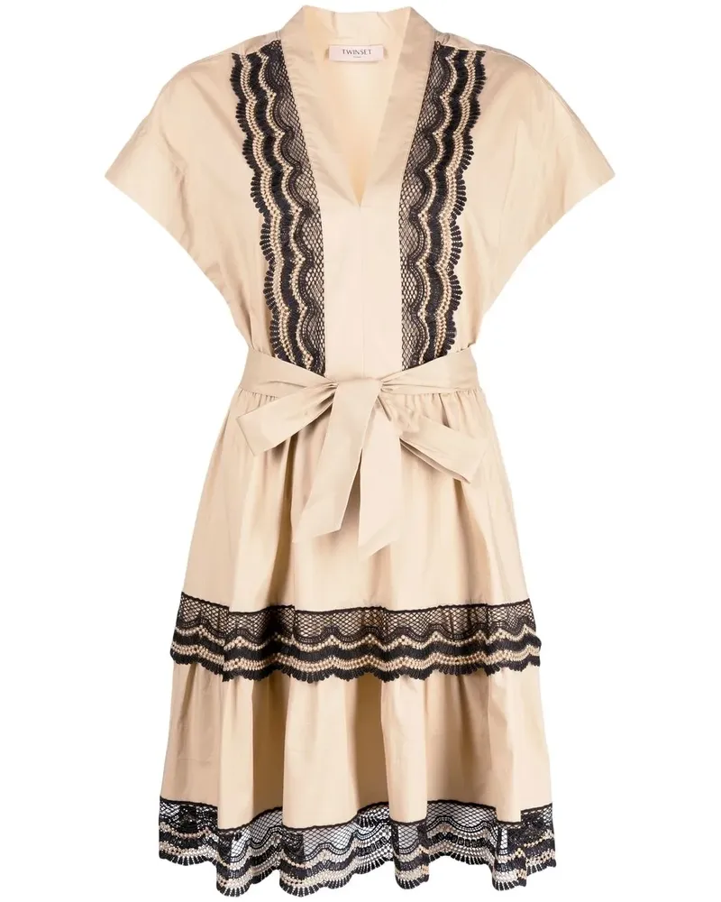 Twin-Set Kleid mit Spitzendetails - Nude Nude