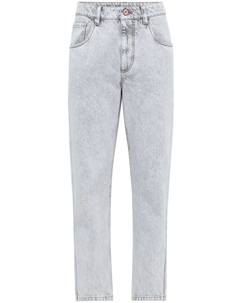 Brunello Cucinelli Halbhohe Tapered-Jeans - Blau Blau