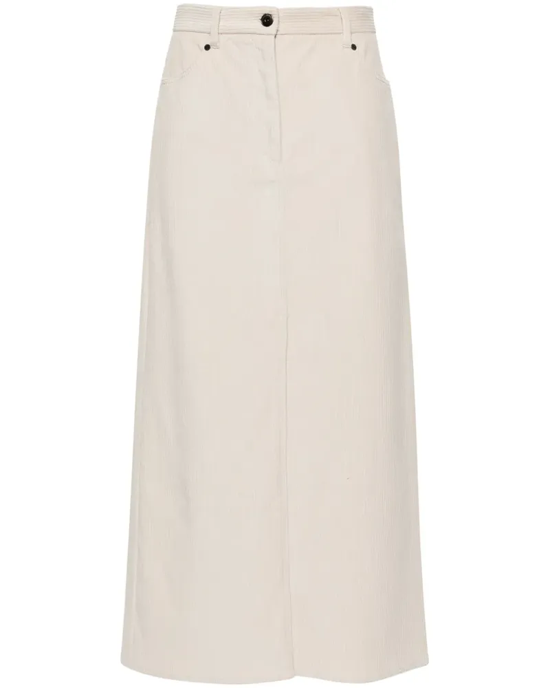 Brunello Cucinelli Cord-Minirock mit Schlitz - Nude Nude