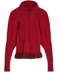 Simone Rocha Gerippter Cardigan mit Kapuze Rot