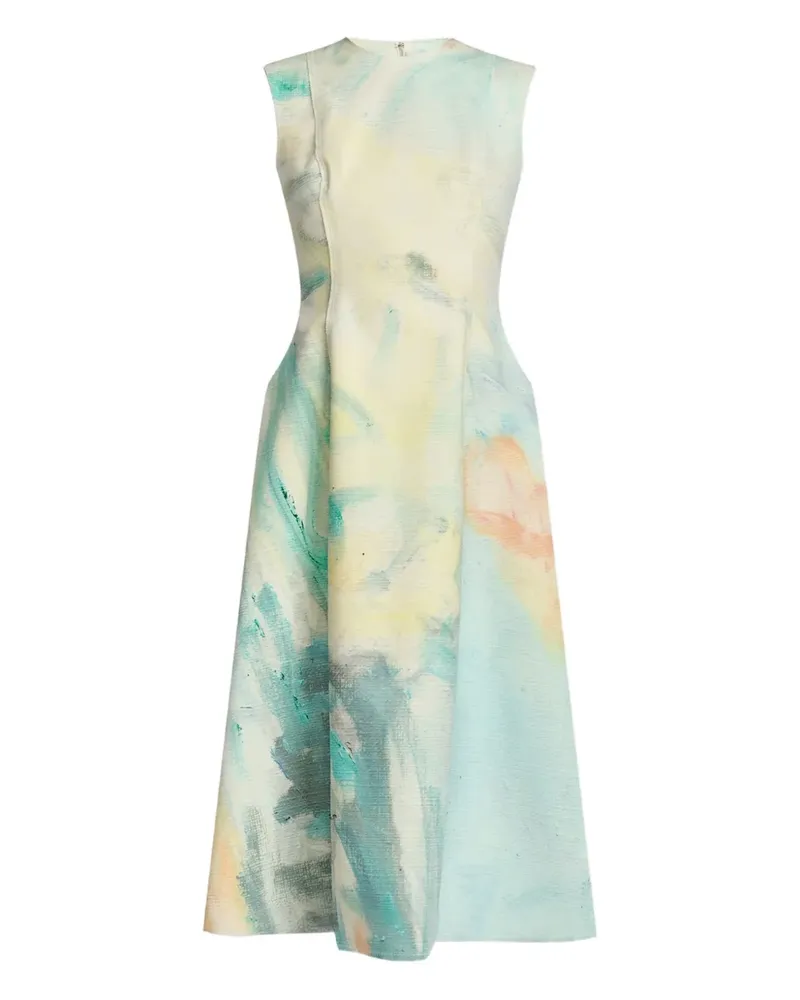 Erdem Midikleid mit Malerei-Print - Blau Blau