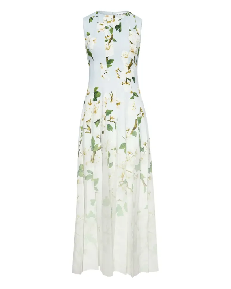 Oscar de la Renta Kleid mit Blumen-Print - Blau Blau