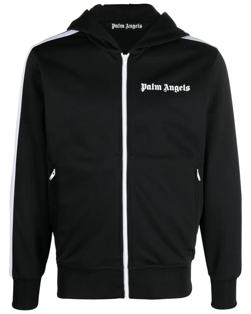 Palm Angels Kapuzenjacke mit Logo-Print - Schwarz Schwarz