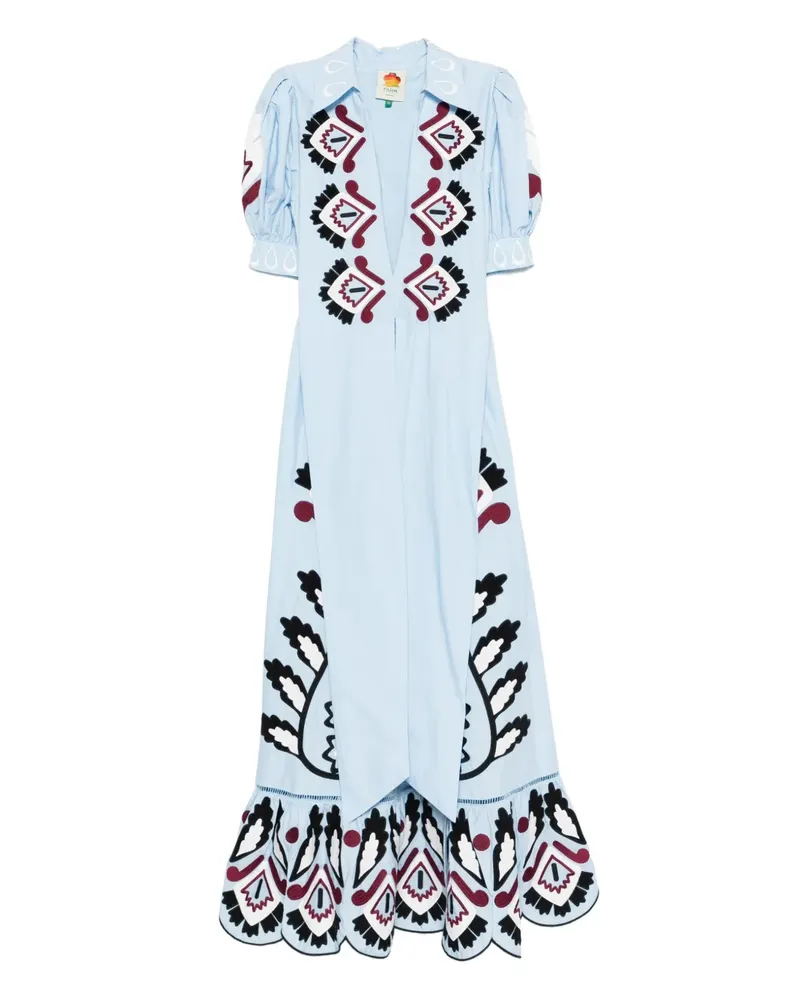 FARM Rio Maxikleid mit Puffärmeln - Blau Blau