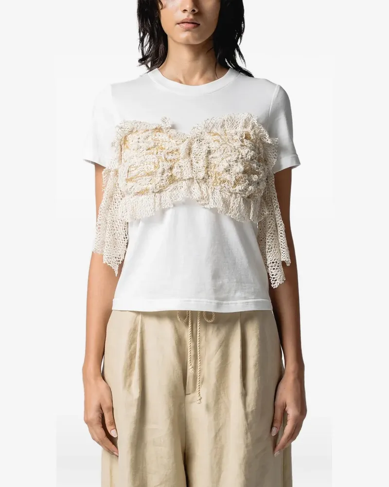 Muller of Yoshiokubo Filigree lace-detail T-shirt - Weiß Weiß
