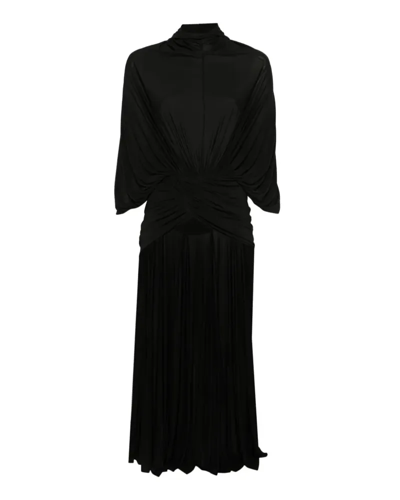 Jean Paul Gaultier Drapiertes Maxikleid mit Logo-Patch - Schwarz Schwarz