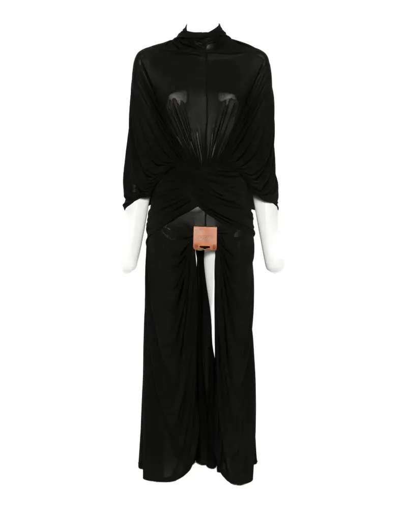 Jean Paul Gaultier draped logo-patch maxi dress - Schwarz Schwarz