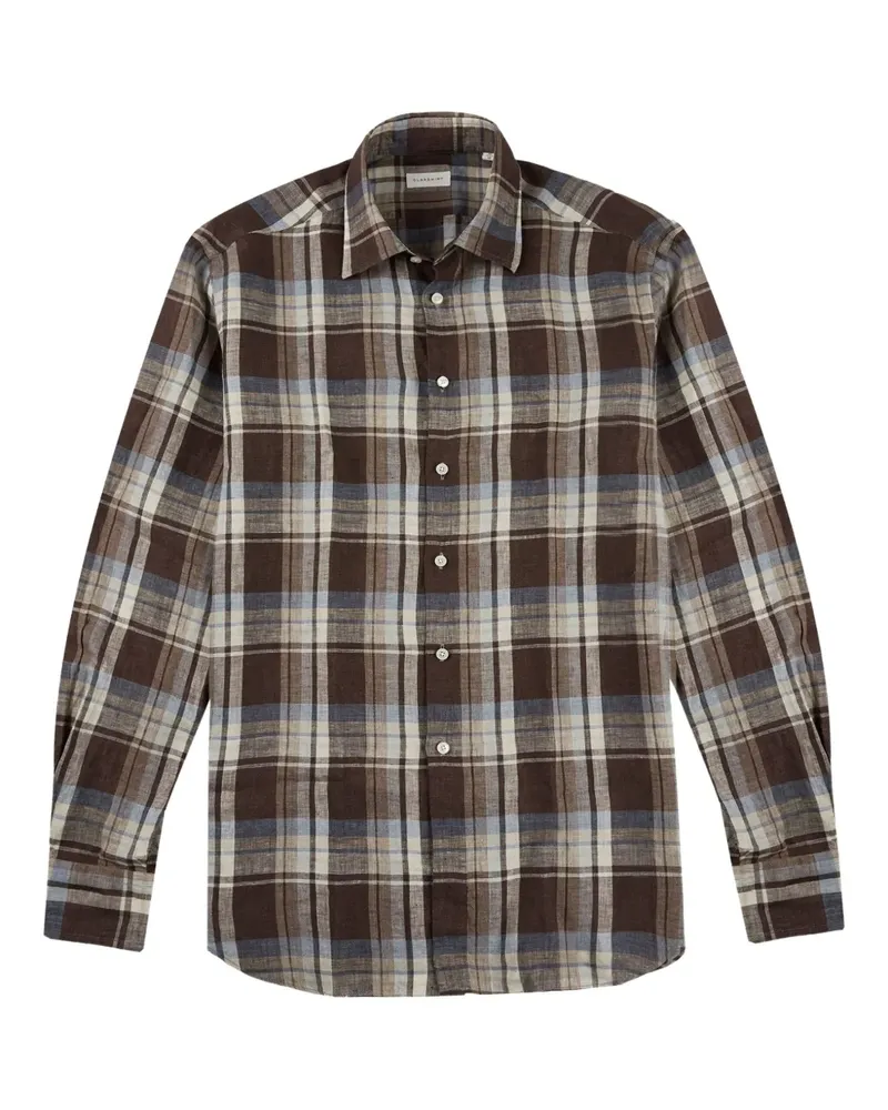 Glanshirt Kariertes Hemd - Braun Braun