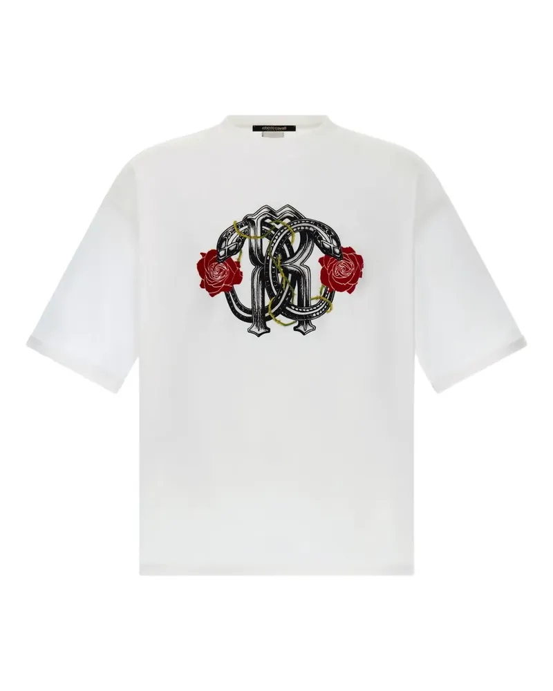 Roberto Cavalli T-Shirt mit RC Monogramm-Print - Weiß Weiß