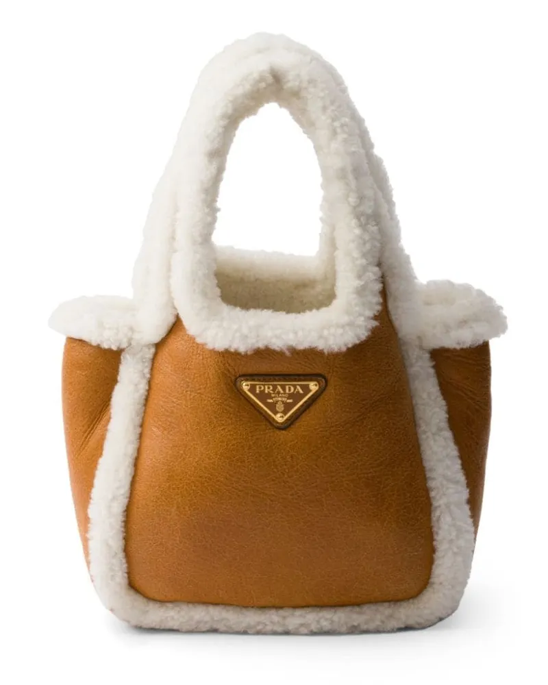 Prada Mini Shearling-Handtasche - Braun Braun