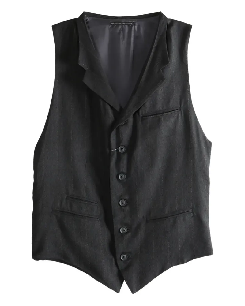 Yohji Yamamoto pinstripe button-up vest - Schwarz Schwarz