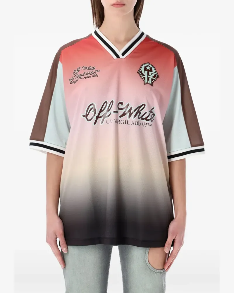 OFF-WHITE Soccer T-Shirt mit V-Ausschnitt - Rosa Rosa