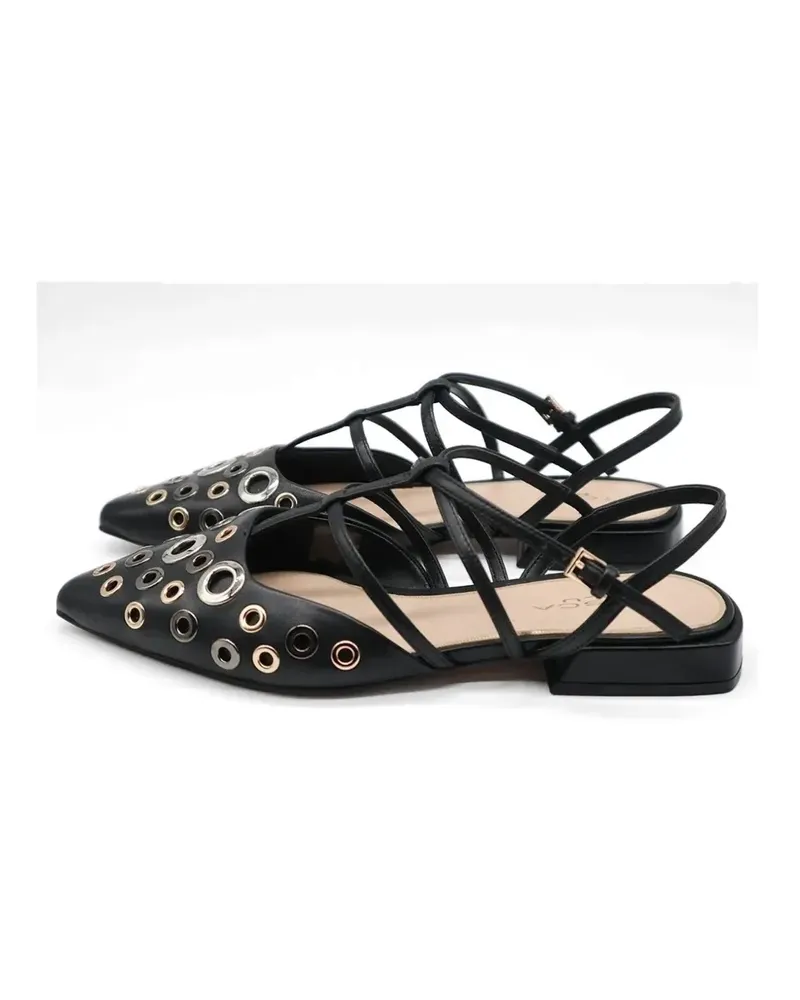 Tosca Blu eyelet strappy flat pumps - Schwarz Schwarz