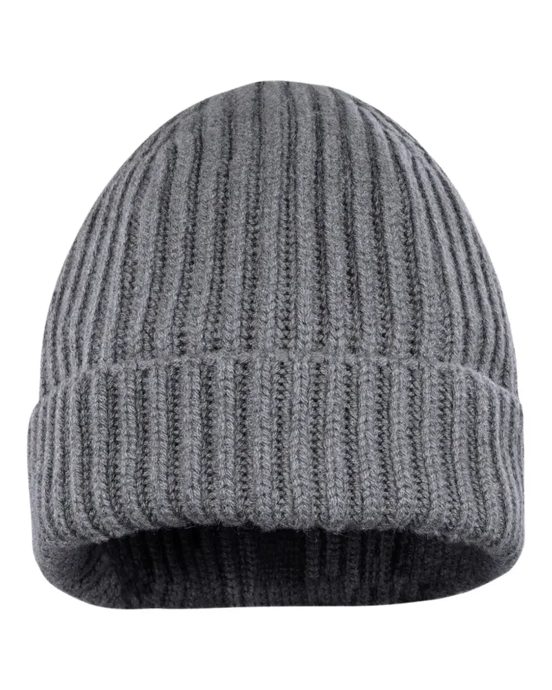 MOORER Gerippte Davis Beanie - Grau Grau