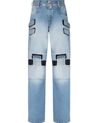 Balmain Weite Jeans mit Mesh-Detail Blau