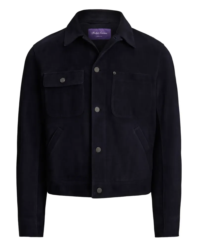 Ralph Lauren Lederjacke mit Knöpfen - Blau Blau